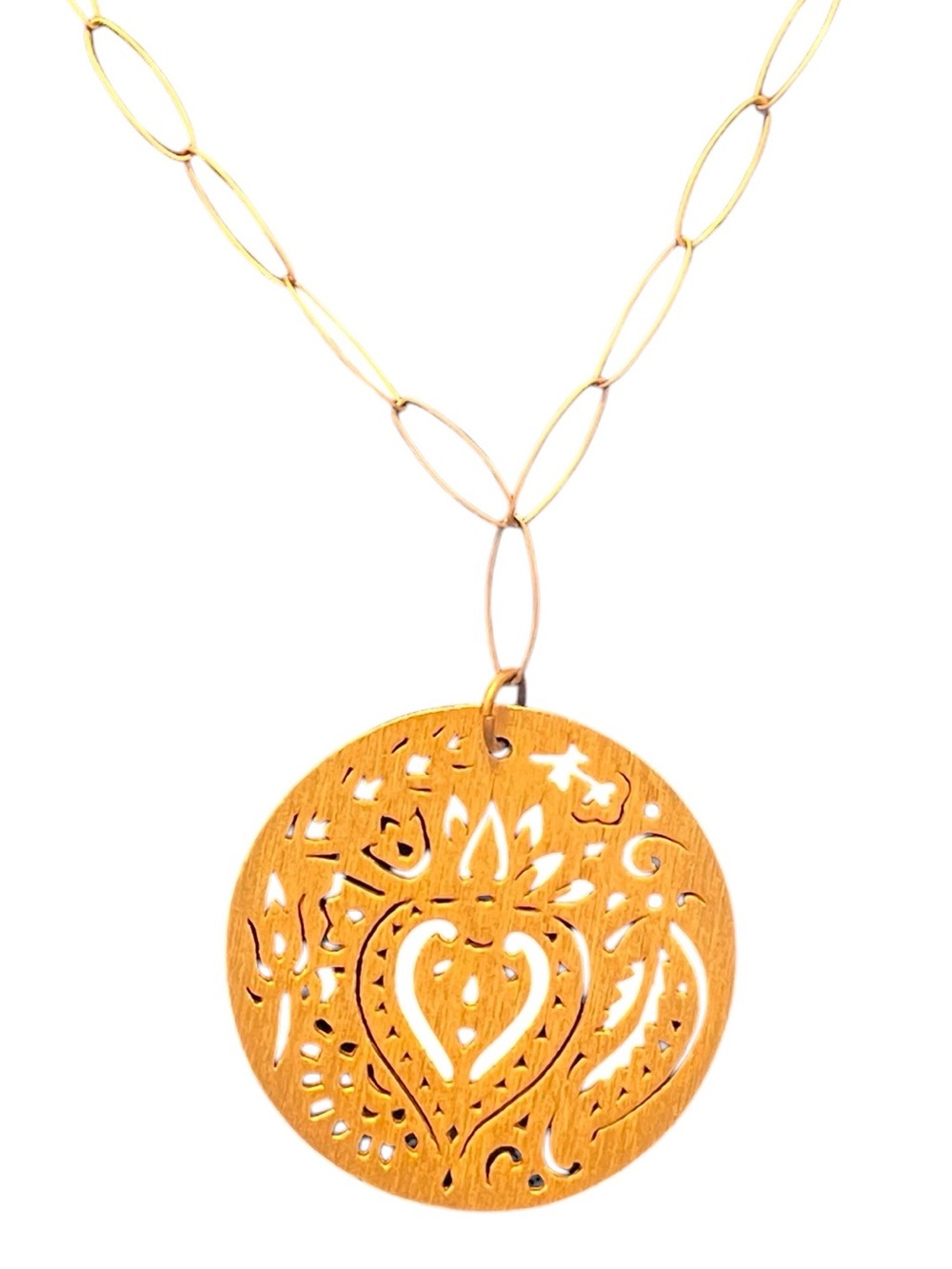 Vintage Chico’s Gold-Tone Intricate Laser-Cut Medallion Statement Necklace
